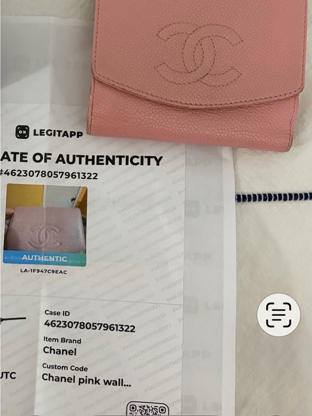Authentic Vintage Chanel Pink Caviar Leather CC Bifold Wallet LegitApp COA